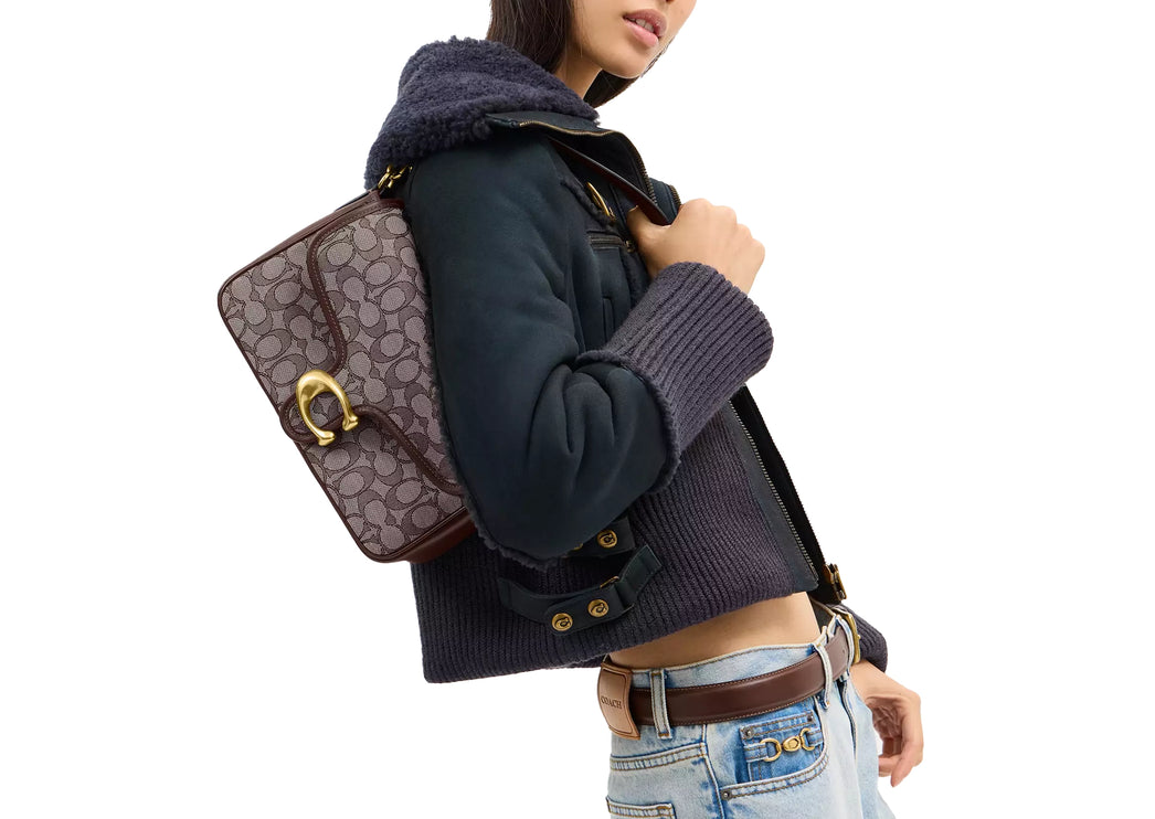 Coach Women's Soft Tabby Shoulder Bag In Signature Jacquard Brass/Oak Maple