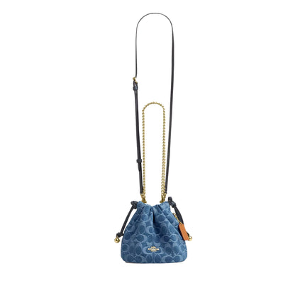 Coach Women's Faye Mini Drawstring Bag In Signature Denim Gold/Indigo
