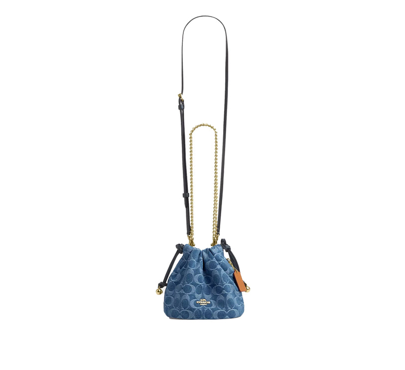 Coach Women's Faye Mini Drawstring Bag In Signature Denim Gold/Indigo