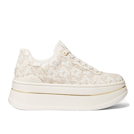 Michael Kors Women's Hayes Empire Signature Logo Platform Sneaker Vanilla