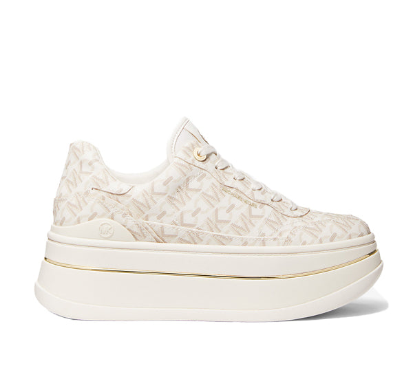 Michael Kors Women's Hayes Empire Signature Logo Platform Sneaker Vanilla