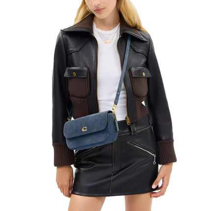 Coach Women's Brook Flap Chain Bag Suede/Brass/Light Denim