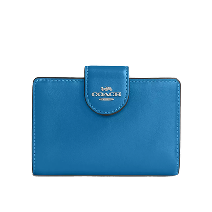 Coach Women's Medium Corner Zip Wallet Silver/Blue Jay