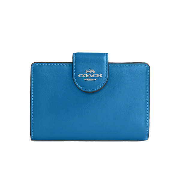 Coach Women's Medium Corner Zip Wallet Silver/Blue Jay
