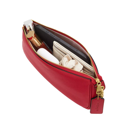 Coach Women's Plaza Bag With Charm Chain Strap Brass/Scarlet
