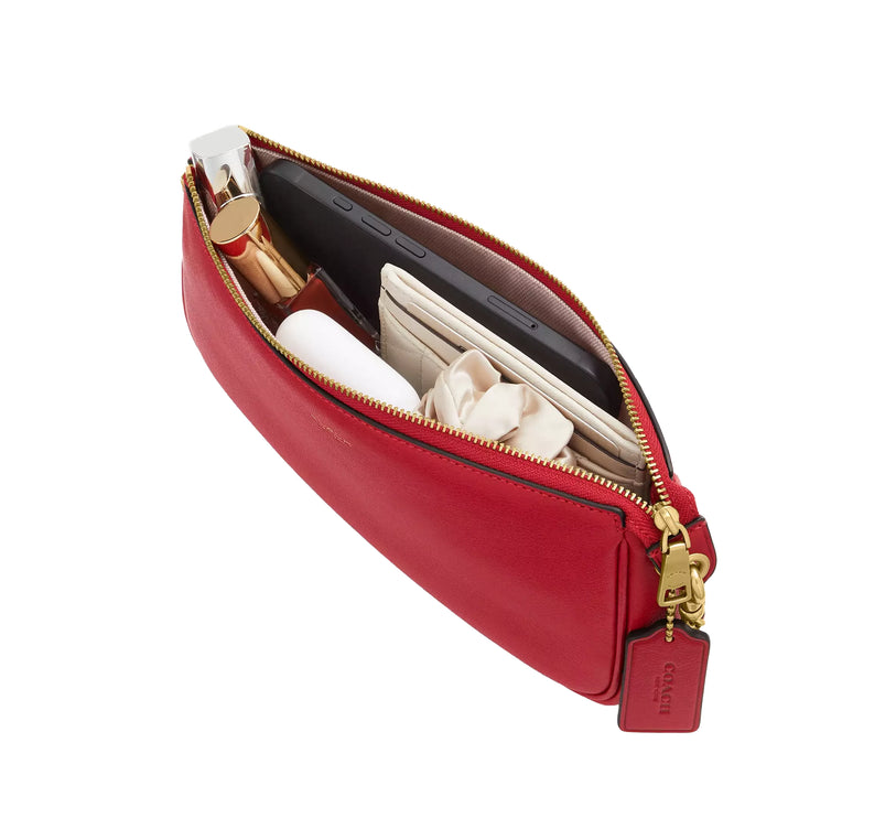 Coach Women's Plaza Bag With Charm Chain Strap Brass/Scarlet