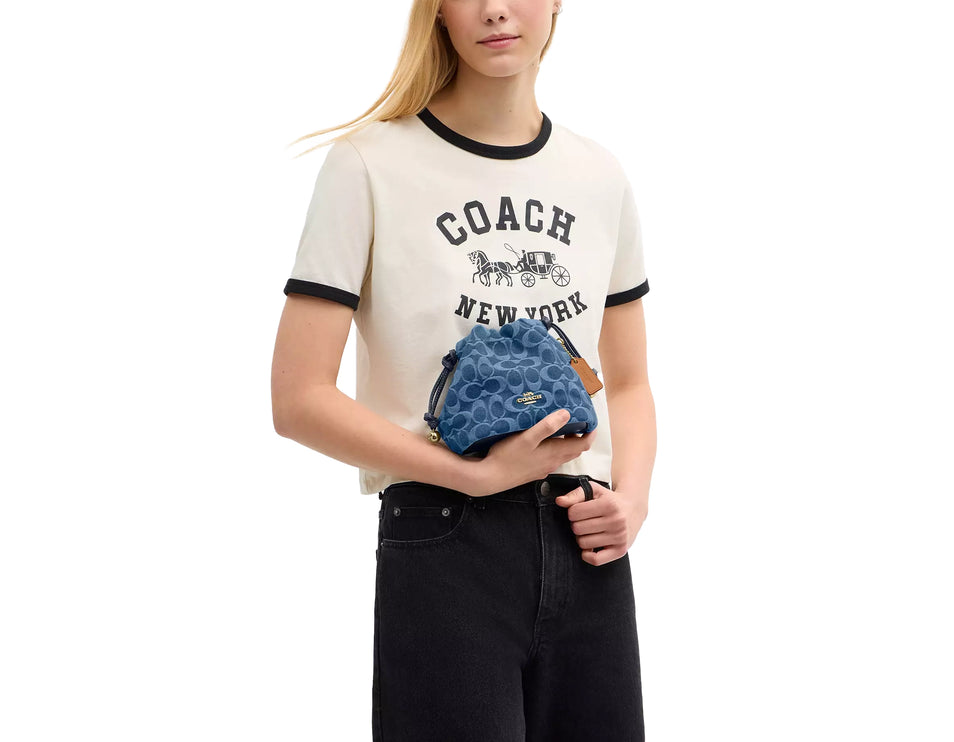 Coach Women's Faye Mini Drawstring Bag In Signature Denim Gold/Indigo