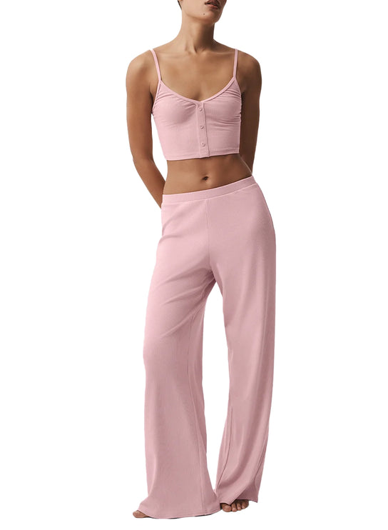 alo Women's Ribbed Delicate Lounge Tank Vintage Pink