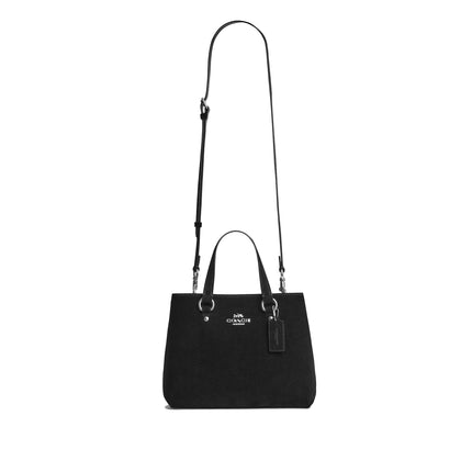 Coach Women's Station Carryall Bag Suede/Silver/Black