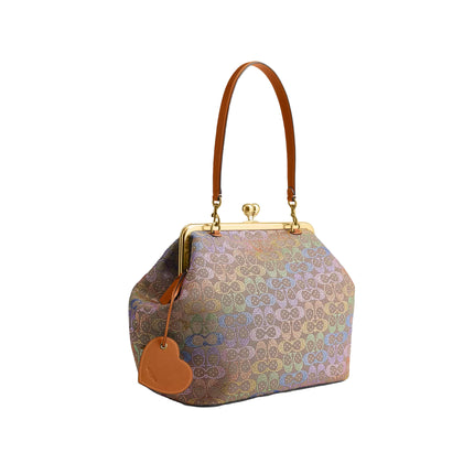 Coach Women's Large Kisslock Frame Bag In Crystal Signature Jacquard Brass/Rainbow Multi