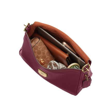 Coach Women's Etta Flap Bag Gold/Dark Cherry