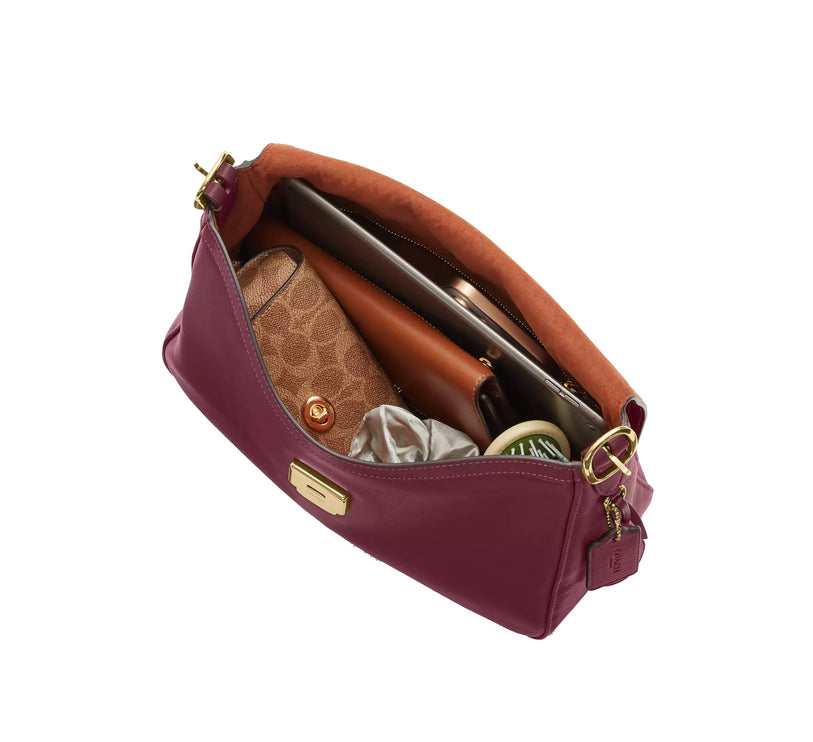 Coach Women's Etta Flap Bag Gold/Dark Cherry