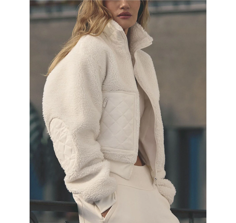 alo Women's Sherpa Edge Bomber Ivory