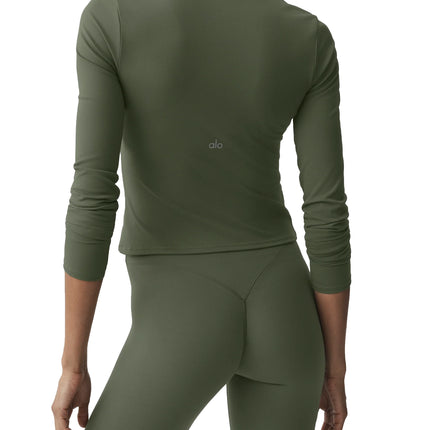 alo Women's ALO Softsculpt Precision 1/4 Zip Long Sleeve Bamboo Green