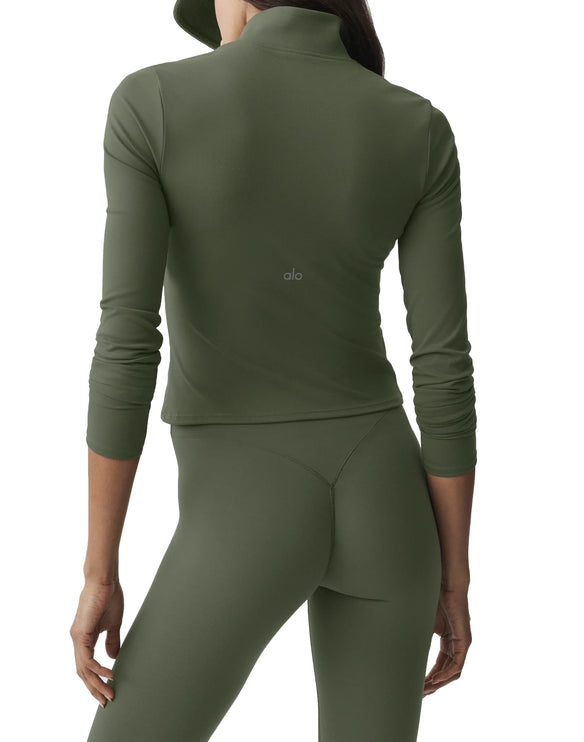 alo Women's ALO Softsculpt Precision 1/4 Zip Long Sleeve Bamboo Green