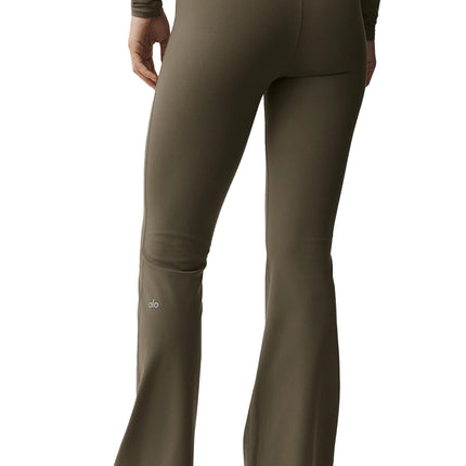 alo Women's Softsculpt Foldover Flare Legging Olive Tree