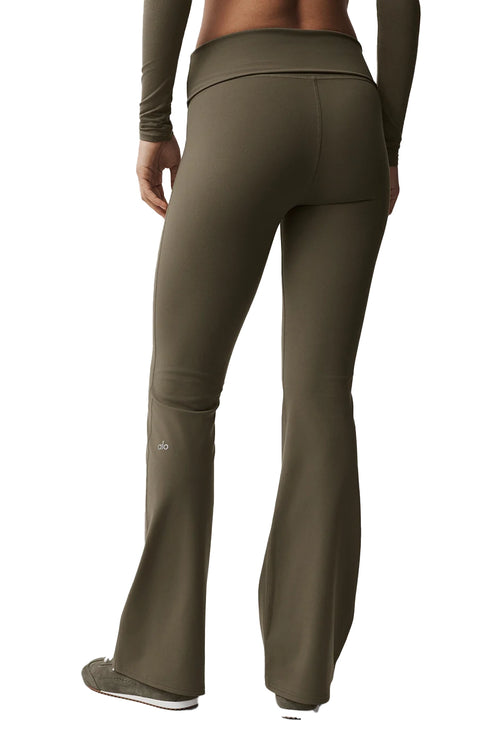 alo Women's Softsculpt Foldover Flare Legging Olive Tree