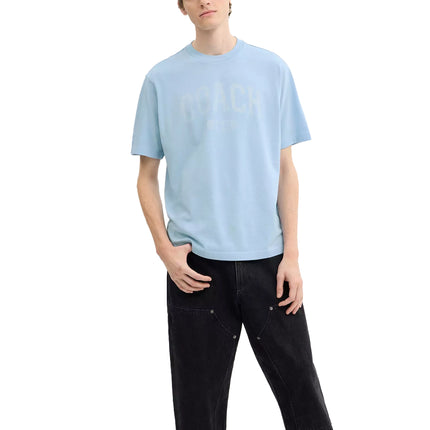 Coach Men's Sun Fade Easy T-Shirt In Organic Cotton Cerulean Light Blue