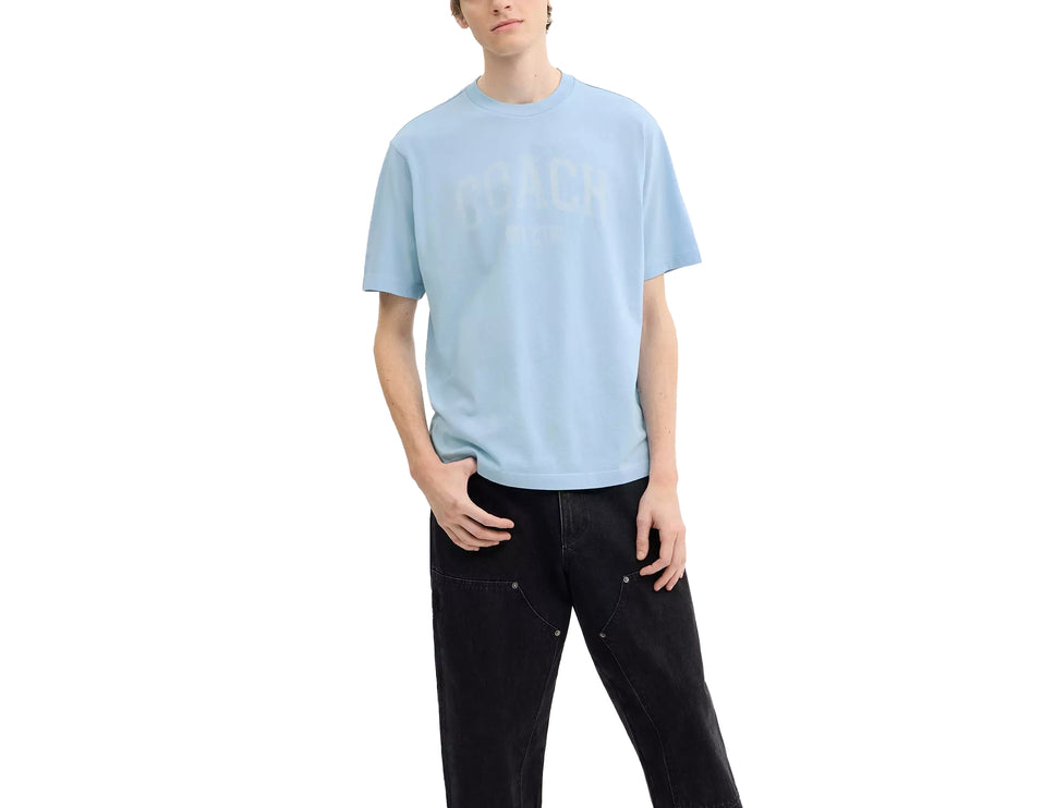 Coach Men's Sun Fade Easy T-Shirt In Organic Cotton Cerulean Light Blue
