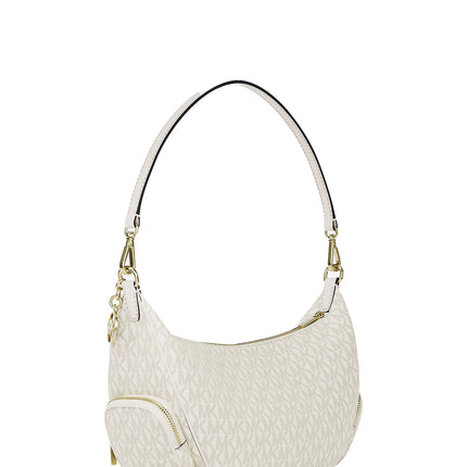 Michael Kors Women's Merritt Medium Signature Logo Convertible Shoulder Bag Light Cream Multi/Gold
