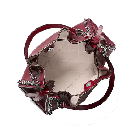 Michael Kors Women's Mina Large Chain Shoulder Bag Maroon