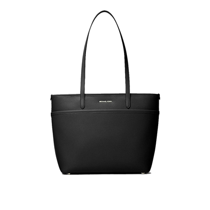 Michael Kors Women's Marlowe Medium Pebbled Leather Pocket Tote Bag Black/Gold