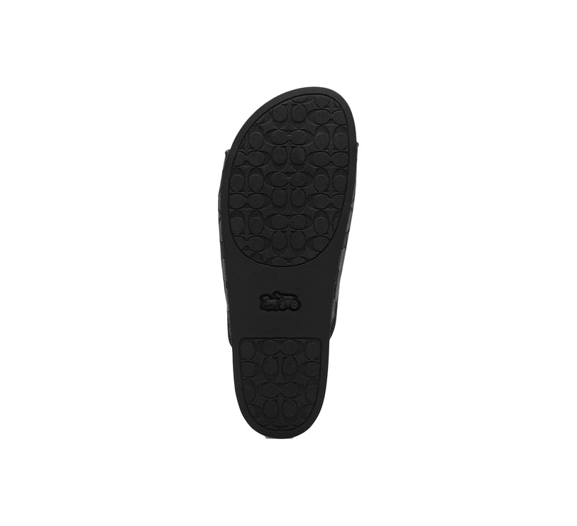 Coach Women's Two Band Buckle Sandal In Signature Jacquard Charcoal/Black