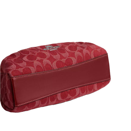 Coach Women's Faye Shoulder Bag In Signature Denim Silver/True Red