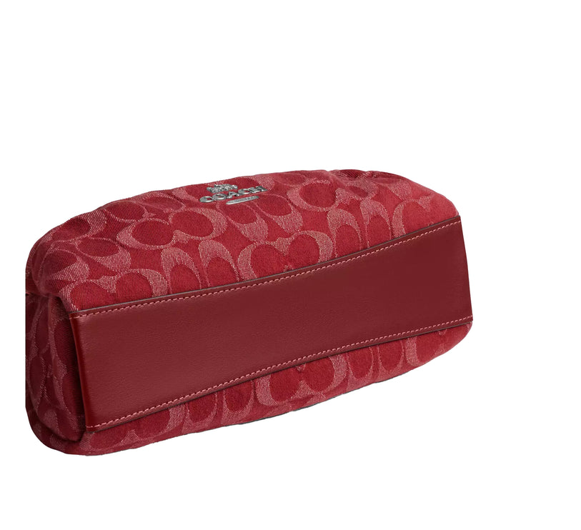 Coach Women's Faye Shoulder Bag In Signature Denim Silver/True Red