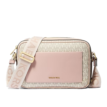 Michael Kors Women's Maeve Large Signature Logo Crossbody Bag Vanilla/Soft Pink