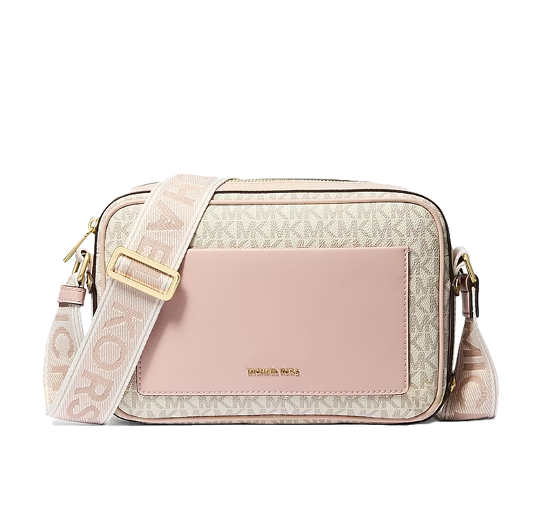 Michael Kors Women's Maeve Large Signature Logo Crossbody Bag Vanilla/Soft Pink