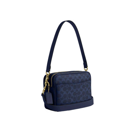 Coach Women's Carey Crossbody Bag In Signature Canvas Gold/Navy