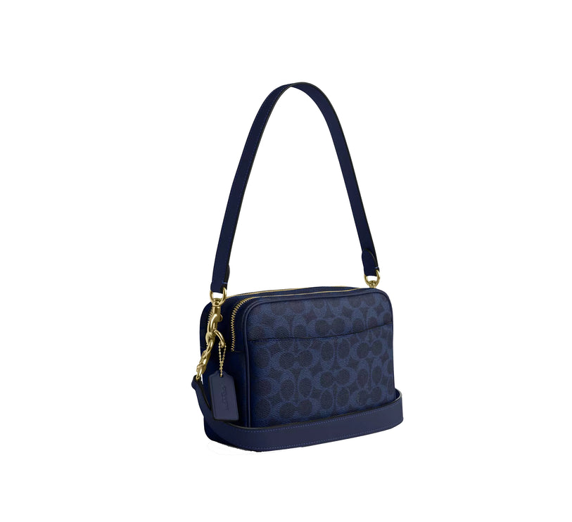 Coach Women's Carey Crossbody Bag In Signature Canvas Gold/Navy