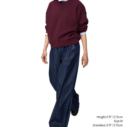 Uniqlo Unisex Smooth Cotton Crew Neck Sweater 01 Off White