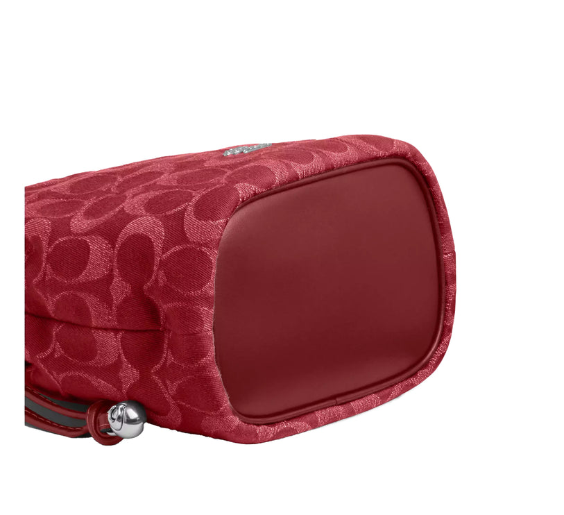 Coach Women's Faye Mini Drawstring Bag In Signature Denim Silver/True Red