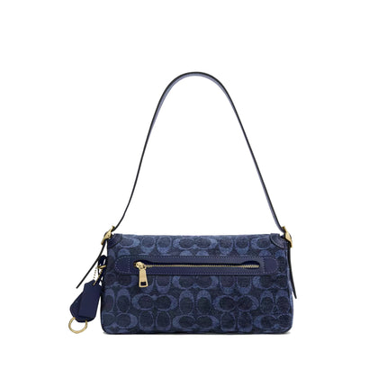 Coach Women's Etta Small Flap Shoulder Bag In Signature Chenille Gold/Navy