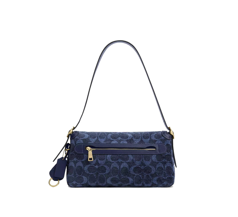 Coach Women's Etta Small Flap Shoulder Bag In Signature Chenille Gold/Navy