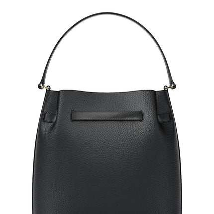 Michael Kors Women's Carson Medium Pebbled Leather Convertible Bucket Crossbody Bag Black/Gold