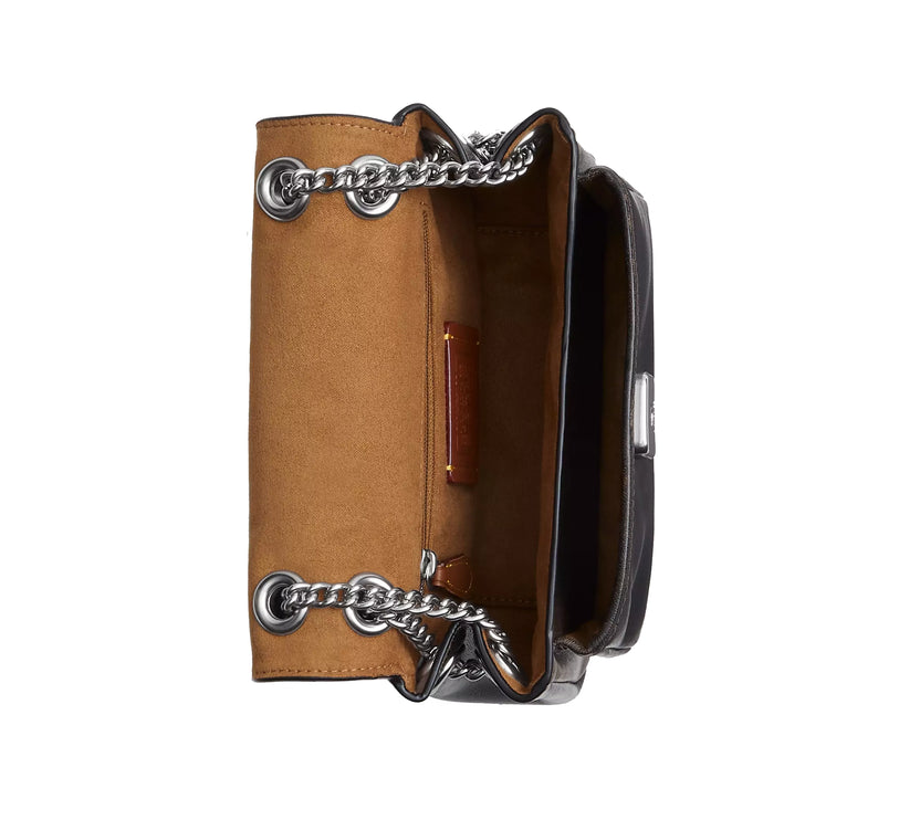 Coach Women's Elodie Crossbody Bag 18 In Loved Leather Silver/Black Brown