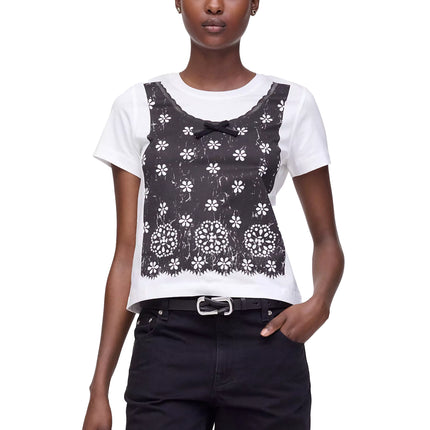 Marc Jacobs Women's Trompe L'Oeil Eyelet Slim Tee