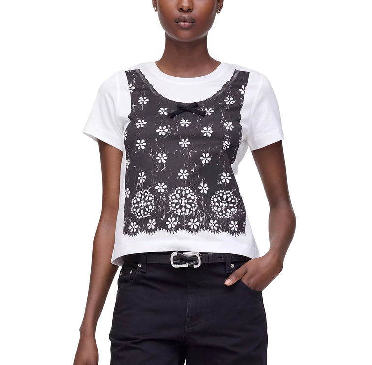 Marc Jacobs Women's Trompe L'Oeil Eyelet Slim Tee