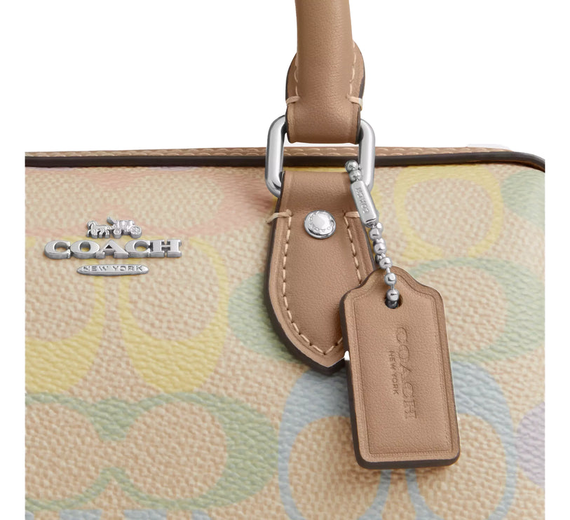 Coach Women's Mini Rowan Crossbody Bag In Rainbow Signature Canvas Silver