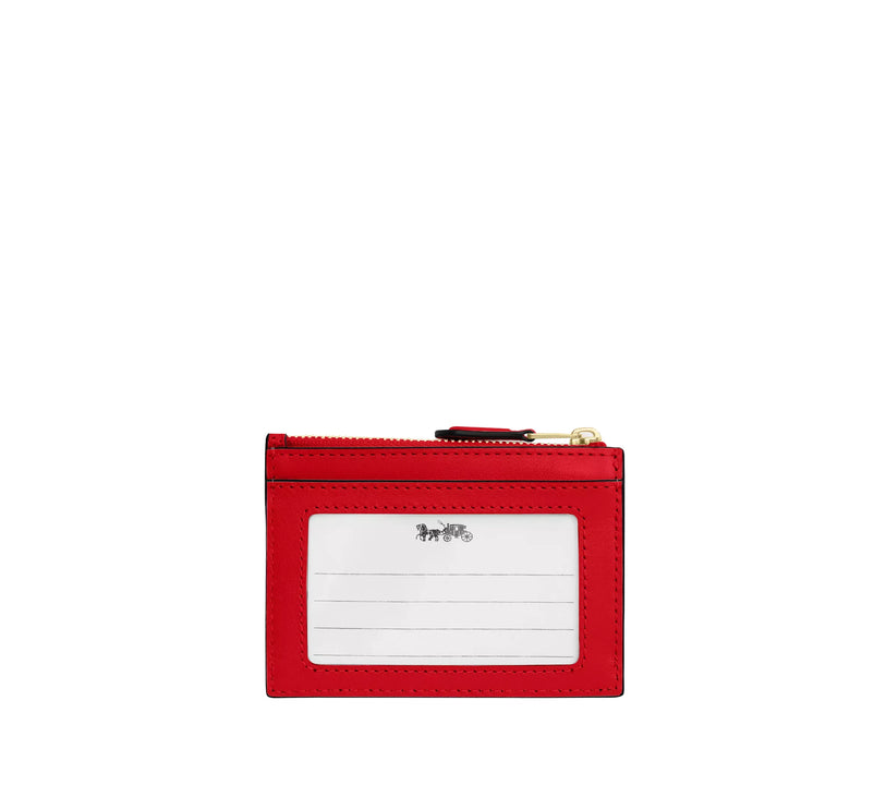 Coach Women's Mini Skinny Id Case With Quilting Gold/Candy Apple