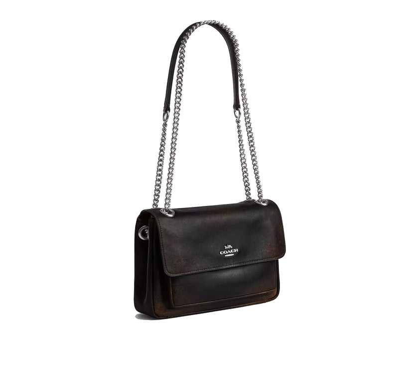 Coach Women's Elodie Crossbody Bag 24 In Loved Leather Silver/Black Brown
