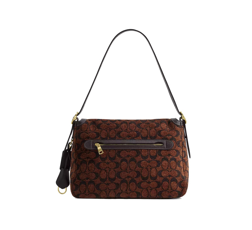 Coach Women's Etta Flap Bag In Signature Chenille Gold/Truffle