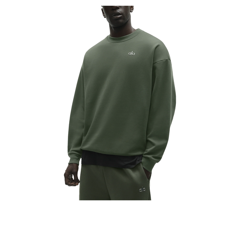alo Men's Accolade Crew Neck Pullover Bamboo Green