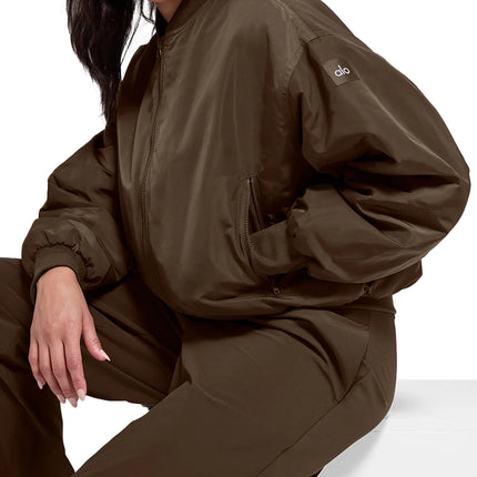 alo Women's Faux Fur Urbanite Bomber Espresso/Ivory