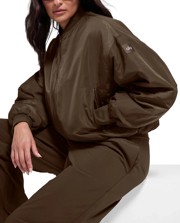 alo Women's Faux Fur Urbanite Bomber Espresso/Ivory