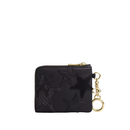 Coach Women's Small Corner Zip Wallet With Star Patchwork Gold/Black Multi