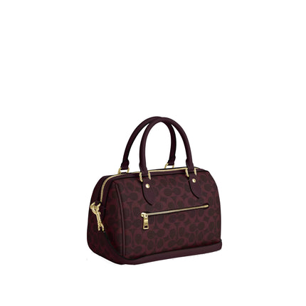 Coach Women's Rowan Satchel Bag In Signature Canvas Gold/Black Currant Multi